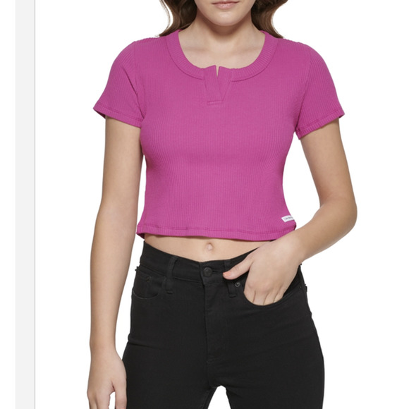 Calvin Klein Jeans Tops - Calvin Klein Jeans Women's Pink Crop Top Size XL